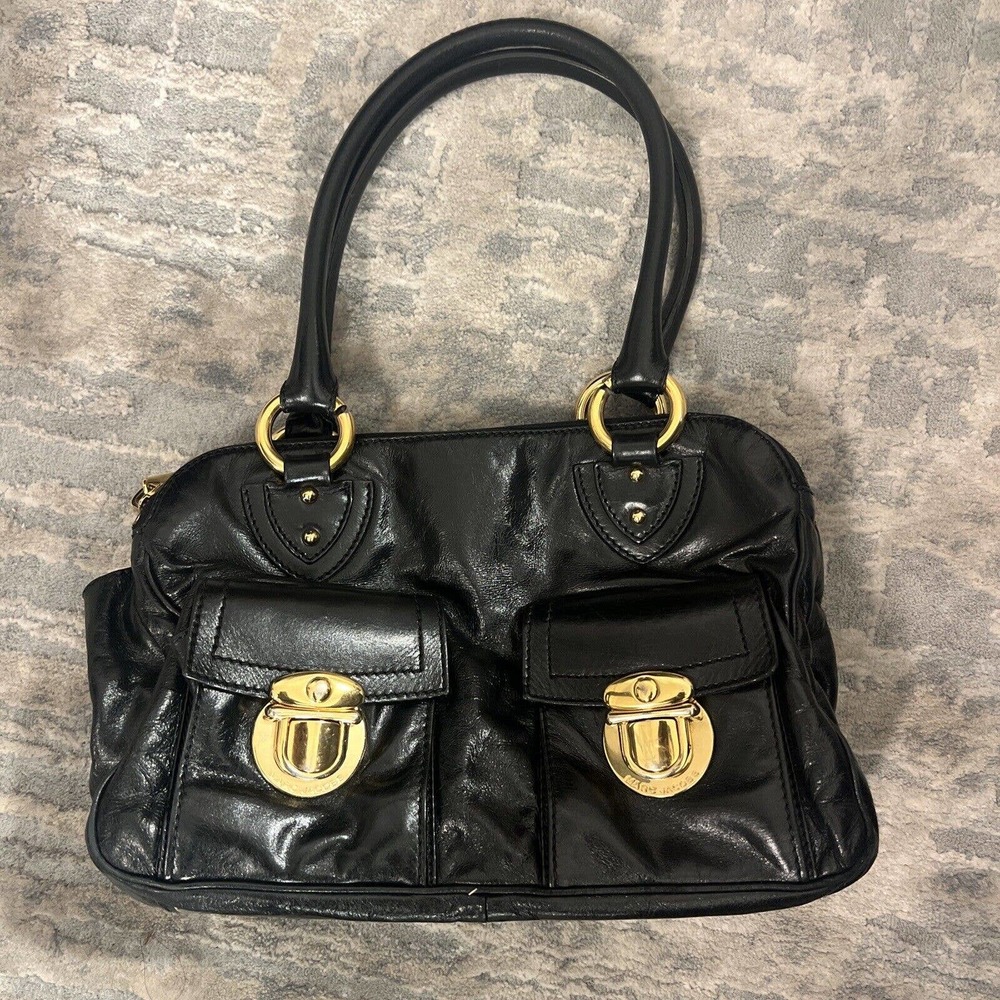 MARC JACOBS BLAKE CLASSIC SHOULDER BAG BLACK SOFT GENUINE LEATHER VINTAGE GUC
